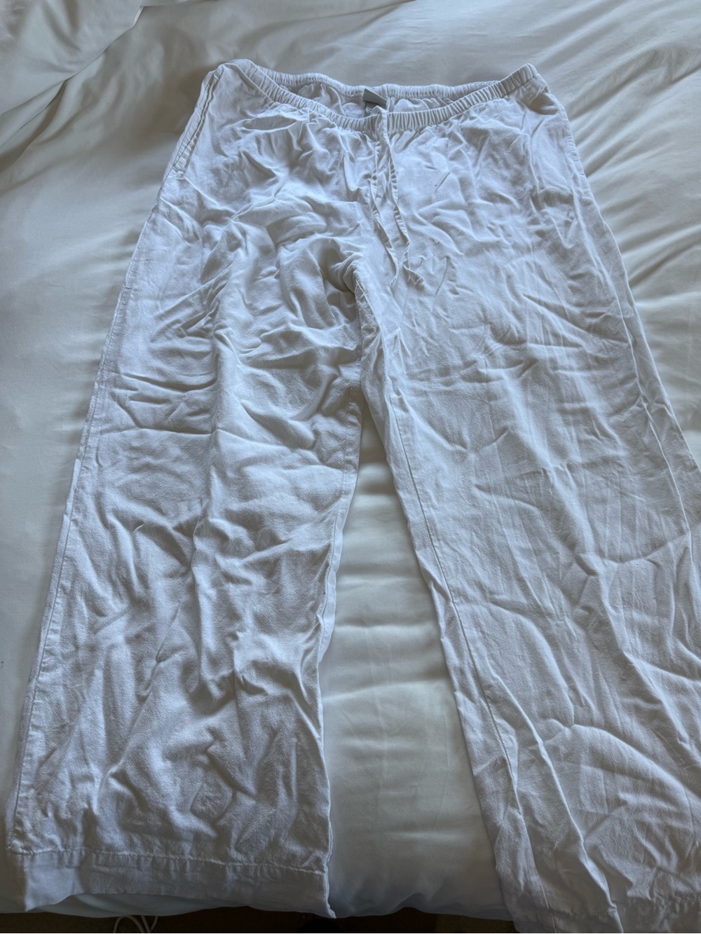 White Linen draw string Pants